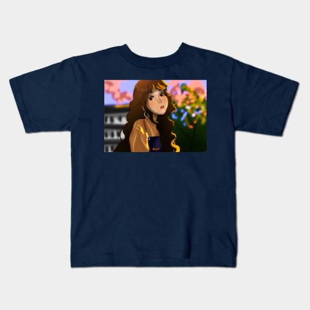 Beautiful Brunette Girl Kids T-Shirt by PreeTee 